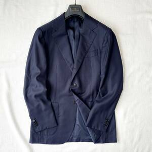 ■1円〜 ＜23SS・超美品!!＞■BEAMS F ビームスエフ Ermenegildo Zegna テーラードジャケット 段返り ホップサック ネイビー 紺 50(XL程度)