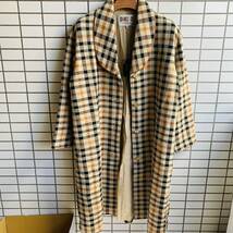 【未使用】DAKS ダックス チェックコート サイズM ウールコート カシミヤ混 ロングコート シングルコート ショールカラーコート レディース_画像2