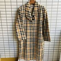 【未使用】DAKS ダックス チェックコート サイズM ウールコート カシミヤ混 ロングコート シングルコート ショールカラーコート レディース_画像1