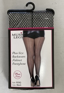 MusicLegs　920Q　【クイーンサイズ】BLACK バックシーム フィッシュネット パンティーストッキング