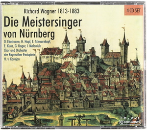 4CD　ワーグナー：楽劇「ニュルンベルクのマイスタージンガー」　 カラヤン/エーデルマン/クンツ/シュワルツコップ/バイロイト祝祭管　1951