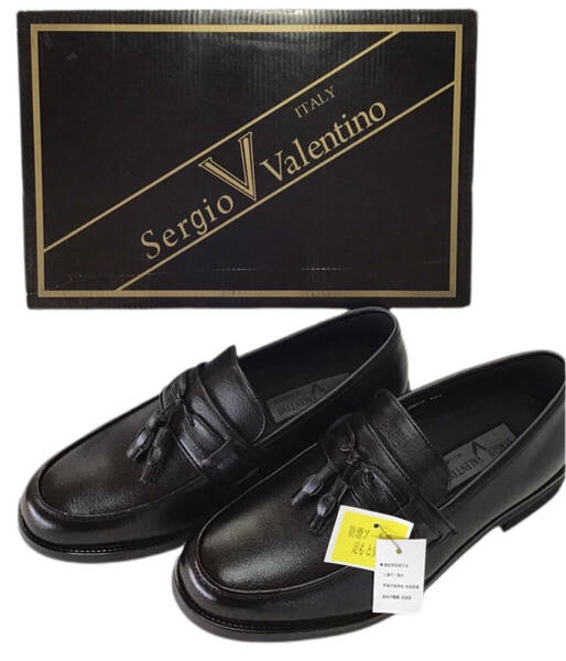 セルジオヴァレンティノ SERGIO VALENTINO 3855 BLACK 25.0cm タッセル 紳士ビジネスシューズ 合成皮革 