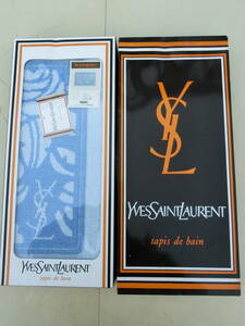 【1円～YSL】イブサンローラン 未使用 バスマット 吸水 ローズ ブルー Yves Saint Laurent アクリル100％ senko