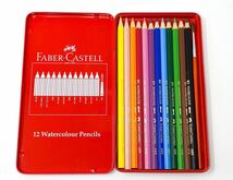 【ファーバカステル FABER-CASTELL】水彩色鉛筆　12色セット　缶入　TFC-WCP/12C　シャチハタ　送料無料_画像3