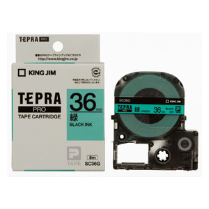 テプラ PROテープカートリッジ SC36G 36mm（パステル・緑・黒文字）×1個