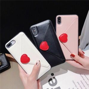 アイフォンケース スマートフォンケース カードケース カード収納 便利 iPhoneケース スマホカバー 韓国 ハート かわいい