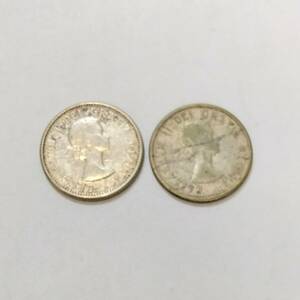 【4661A20】1円 カナダ 10セント 銀貨 1960-1961年 2枚セット コレクション レア 希少 アンティーク レトロ 趣味 北アメリカ コイン