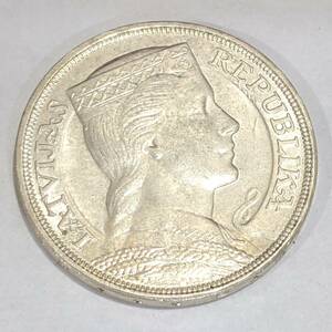 【4661B12】1円 ラトビア 銀貨 5ラッツ 1931年 大型 約25g アンティークコイン シルバー SILVER 硬貨 古銭 外国銭