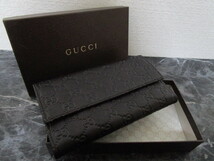 未使用品 / 本物・高級 ◆ グッチ / GUCCI ◆ 財布 / 長財布 / 三つ折り財布 ◆ グッチシマ レザー ◆ ダークブラウン ■ 257303 ■_画像1