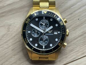 F122 ゴールド/ブラックEMPORIO ARMANI腕時計メンズ43㎜ゴージャス エンポリオ・アルマーニ メンズウォッチ クォーツ クロノ 日付　