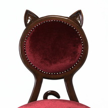 チェア ダイニングチェア 1人用 イス ネコチェア キャットチェア アンティーク調 猫椅子 椅子 いす 猫家具 アニマル 木製 レッド 6106-5F41_画像6