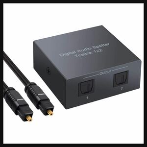 【開封のみ】LiNKFOR SPDIF/TosLink 光デジタル 分配器 1入力2出力 LPCM2.0 DTS Dolby-AC3に対応 合金外殻 USBケーブル 光ケーブル付属