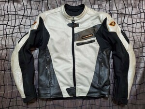 [L]HYOD leather jacket punching leather jacket white mesh jacket Hybrid ba salted salmon roe i DIN g Rider's 