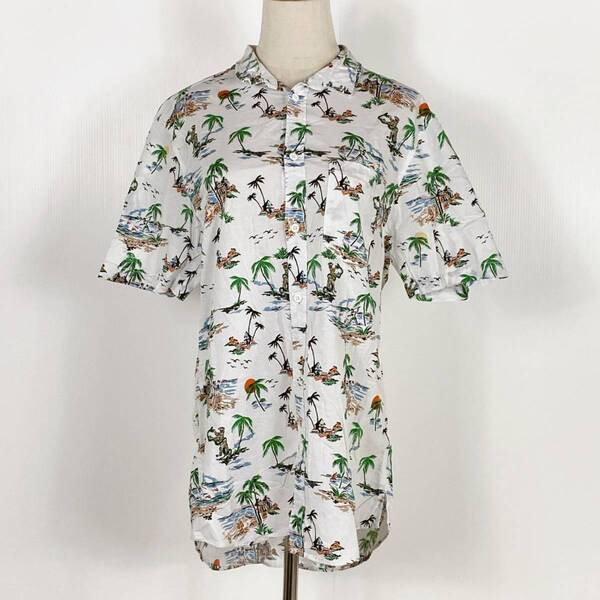 Z1074 美品 DIVIDED H&M エイチアンドエム メンズ 総柄 アロハシャツ 半袖 M コットン100% 万能 華やか カジュアル ハワイ USED 古着