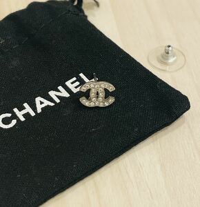 CHANEL ココマーク ピアス ラインストーン シャネル シルバー 片耳　07P 