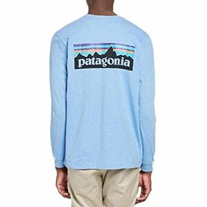 patagonia ロンT L LONG-SLEEVED P-6 LOGO 水色