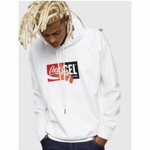 DIESEL パーカー M Coca-Cola コカコーラ　ロゴ　フードホワイト