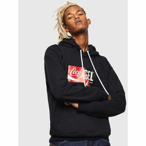 DIESEL パーカー L Coca-Cola コカコーラ　ロゴ　フードブラック