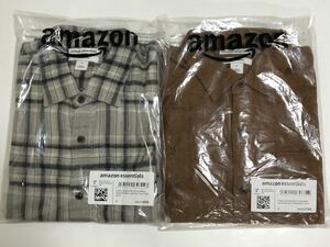 未開封 未使用 タグ付 amazon essentials 2着 フランネルシャツ スリムフィット L 〜XL 相当 アマゾン プライベートブランド PB ネルシャツ