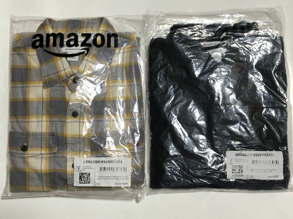 未開封 未使用 タグ付 amazon essentials 2着 フランネルシャツ チェックシャツ S 〜 M 相当 アマゾン プライベートブランド PB ネルシャツ