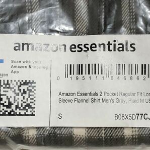未開封 未使用 タグ付 amazon essentials 2着 フランネルシャツ チェックシャツ M 〜 L 相当 アマゾン プライベートブランド PB ネルシャツの画像5