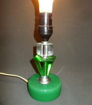 ◆古い照明器具◆『ガラス台電気スタンド』◆透明・緑・翠煉硝子・◆アンティーク_画像4