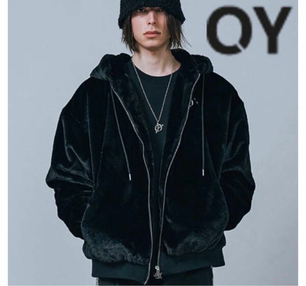 OY LOGO FUR HOODIE JACKET-BLACK アウター ファーコート ブルゾン ジャケット