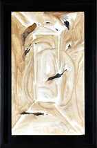 関口敦仁画額「幾何学的気配（茶-1）」油彩　エポキシ　キャンバス　サイン　45.5×27　F:54.5×36　1987年　Atsuhito Sekiguchi_画像2