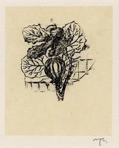 加納光於作品「展望　B-012」　フロッタージュ　紙　サイン　ギャラリーユマニテシール　8.9×8　1972年　Mitsuo Kano