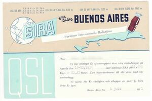ベリカード　Argentinas Internationella Radiotjanst, LRA, Buenos Aires １９５０年　ＢＣＬ