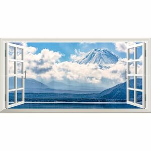 [ panorama window specification ] heaven empty. ..~....~.... be established Mt Fuji white Fuji book@. lake wallpaper poster 1152mm×576mm is ... seal type M005MS1