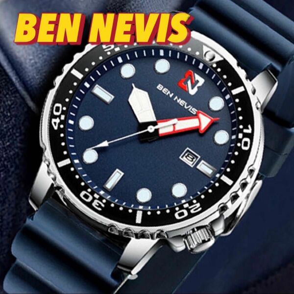 新品 BEN NEVIS ダイバーズタイプ ニューファッションウォッチ ネイビーベルト