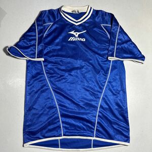 ミズノ MIZUNO 青 ブルー サッカー トレーニング用 光沢ユニフォーム シャツ Mサイズ