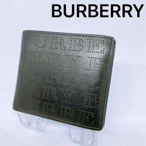 【BURBERRY】バーバリー 二つ折り 財布 レザー ウォレット 札入れ ブラック