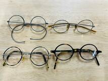 B◆昭和 レトロ ヴィンテージ 時代物 メガネ 眼鏡 丸メガネ 丸眼鏡 鼈甲? べっ甲? 4点◆_画像2