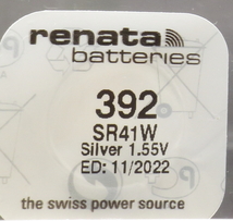 ●【即決送料無料】2個 440円 Renata SR41W【392】1.55V 酸化銀電池 腕時計 ハイレートタイプ（強電流向き)_画像2