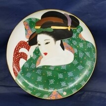 富永源六 上源六製 美人画 陶器 絵皿 お皿 食器 源六製 嬉野焼 色絵 美人絵皿 大正～昭和期 AT1.16_画像9