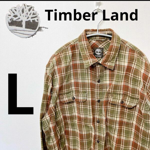 Timber land ティンバーランド　フランネルシャツ　L カーキ　 ネルシャツ