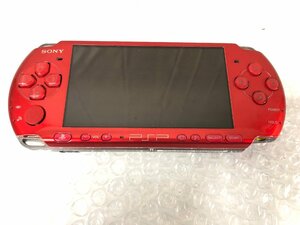 k086□ 【傷汚れ有】 動作確認済 SONY PSP-3000 本体のみ アディアント・レッド バッテリーパックなし/メモリースティックPRO DUO1GB付