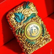 1円 定価 龍 Zippo 夜光 青竜真鍮製 スリム ライター ジッポー オイルライター 新品煙 グッズ_画像4