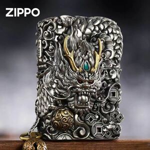 1円 定価11.8万 竜騰四海 Zippo 真鍮製 龍 ライター ジッポー 立体感 重量感 オイルライター 新品 煙グッズ 