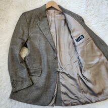 美品 ラルフローレン【ツイード ヘリンボーン サイズ48 5L相当】RALPH LAUREN テーラードジャケット ブラック グレー チャップス CHAPS_画像1