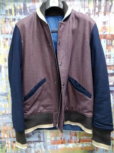 送料込★Kent Ave./秋冬ウール混スタジャン&裏スイングトップウインドブレーカーのリバーシブル/Mサイズ/ジップ&ホック/斜め脇ポケ