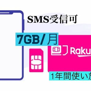 楽天モバイル プリペイド SIM 毎月7GB データ通信 12ヶ月有効 SMS 無料送受信可能