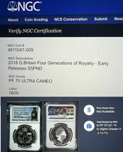 【最高鑑定】 アーリーリリース 2018年 イギリス 5ポンド 銀貨 イギリス王室4世代 エリザベス女王 NGC PF70 ULTRA CAMEO_画像10