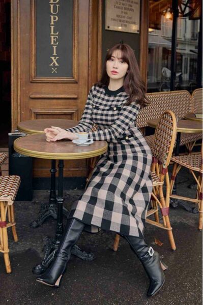 Herlipto plaid jacquard knit dress 正規品