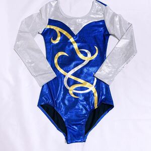 【1円】【未使用】光沢 オーダー体操服 競技ダンス 器械体操 女子 新体操 競技用 レオタード 仮装 イベント コスチューム　ブルー　B32