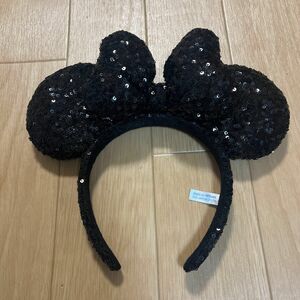 ディズニー　カチューシャ　スパンコール　ブラック