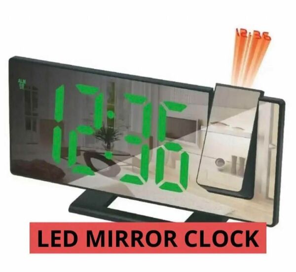 LEDMIRROR CLOCKミラー時計投影　置き時計　デジタル　文字見やすい　お洒落　インテリア