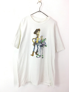 古着 90s USA製 Disney TOY STORY 「Woody & Buzz Lightyear」 キャラクター ムービー プロモ Tシャツ XL